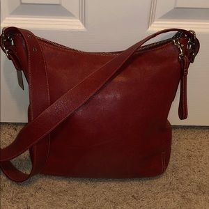 Coach red leather crossbody bag